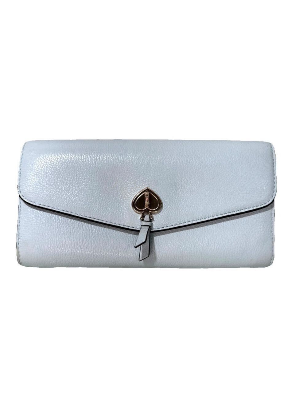 Kate Spade Marti Large Slim Flap Leather Wallet Blue Glow Gold Hardware